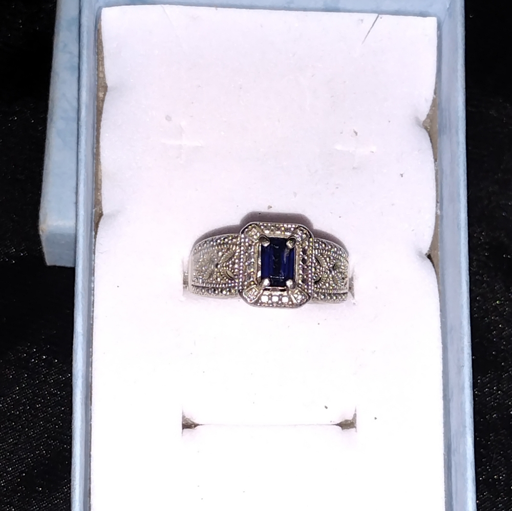 Vintage art deco 925 natural sapphire ring